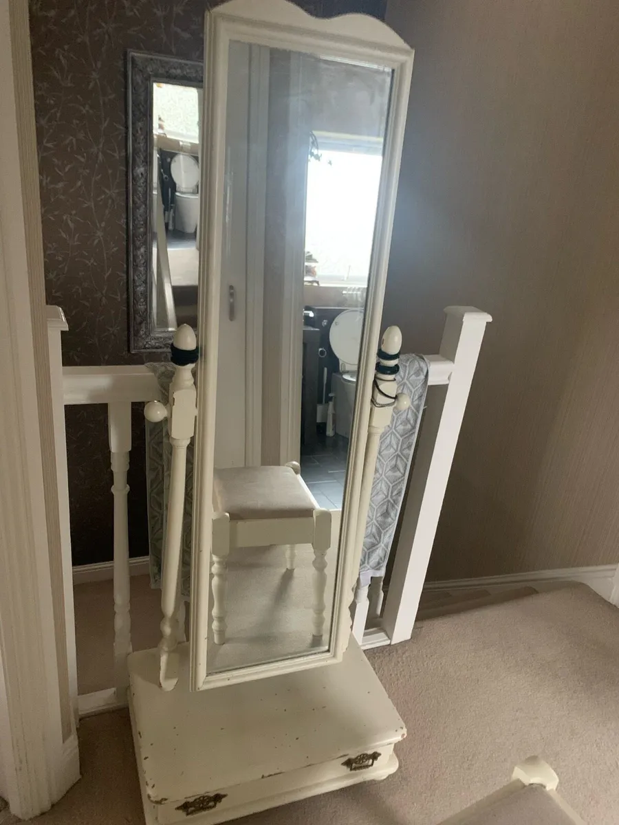 Charming tall free-standing pine mirror
