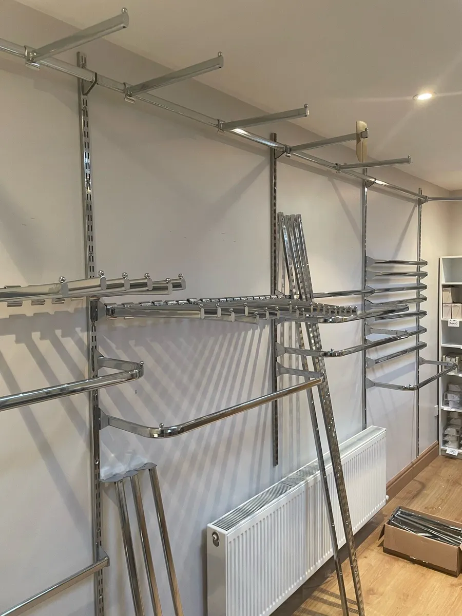 Retail clothing rails for walls, shop fittings - Image 1