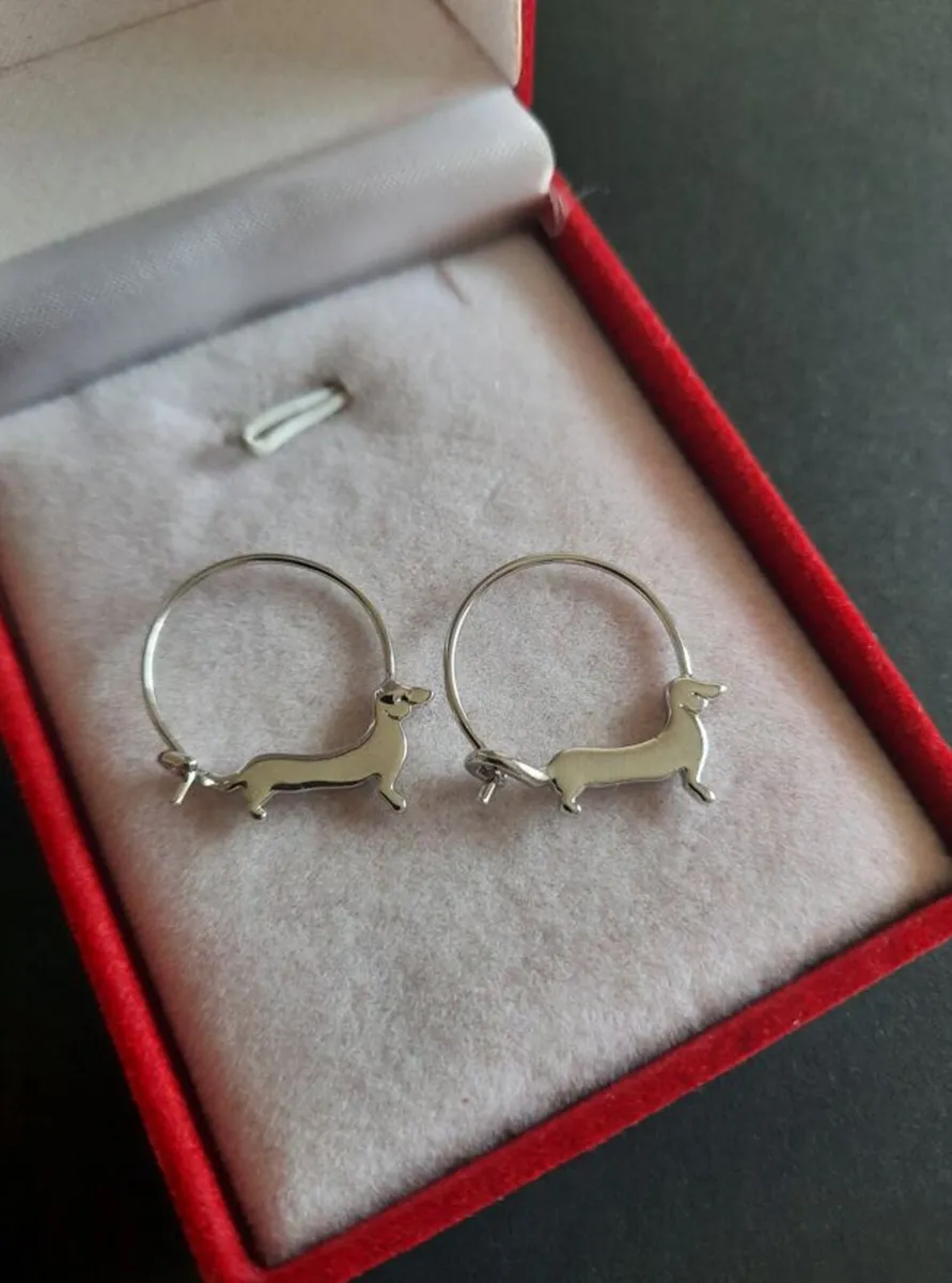 Dachshund sausage dog Charm Earrings Puppy Dog - Image 1
