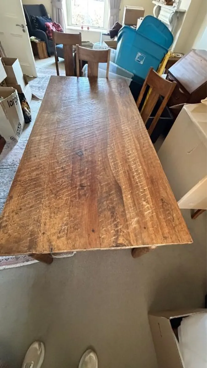 Large solid mahogany table, bench and chairs - Image 2