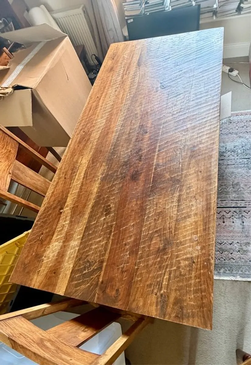 Large solid mahogany table, bench and chairs - Image 4