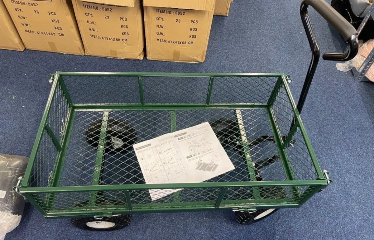 Heavy Duty Metal Green Garden Cart Trolley NEW - Image 4