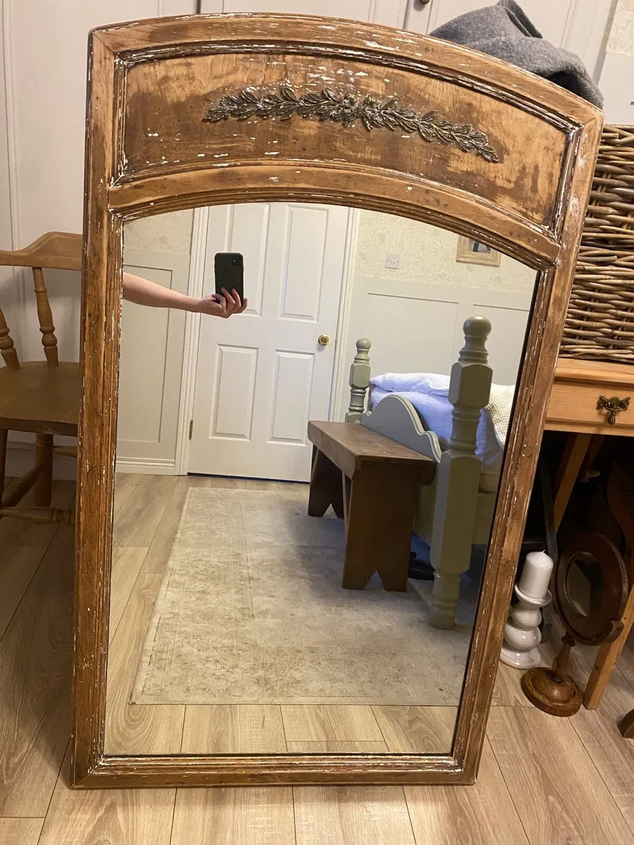 Large Antique Wooden Mirror - Image 1