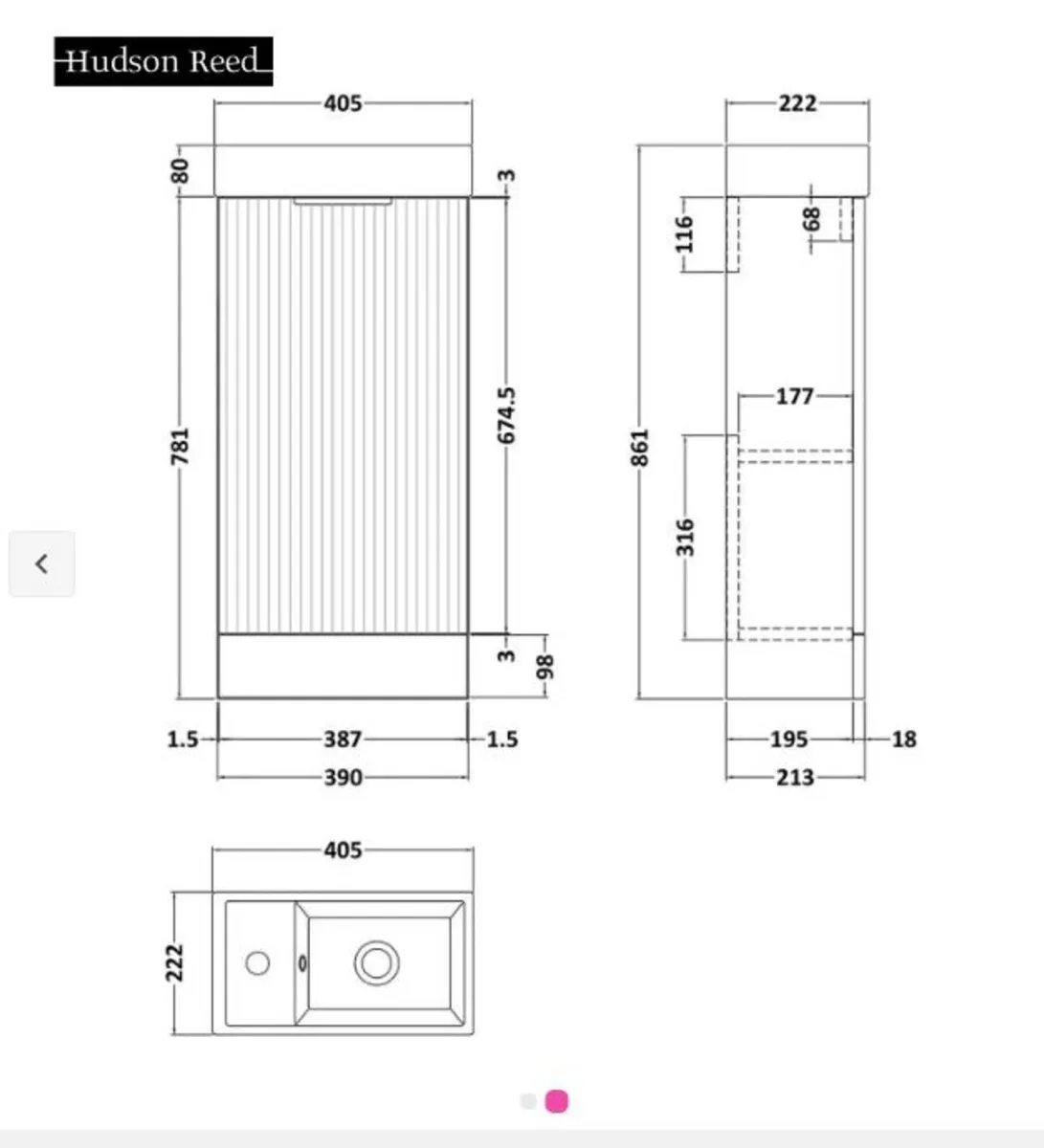 Hudson Reed Fluted 400mm Floorstanding Vanity Unit - Image 2