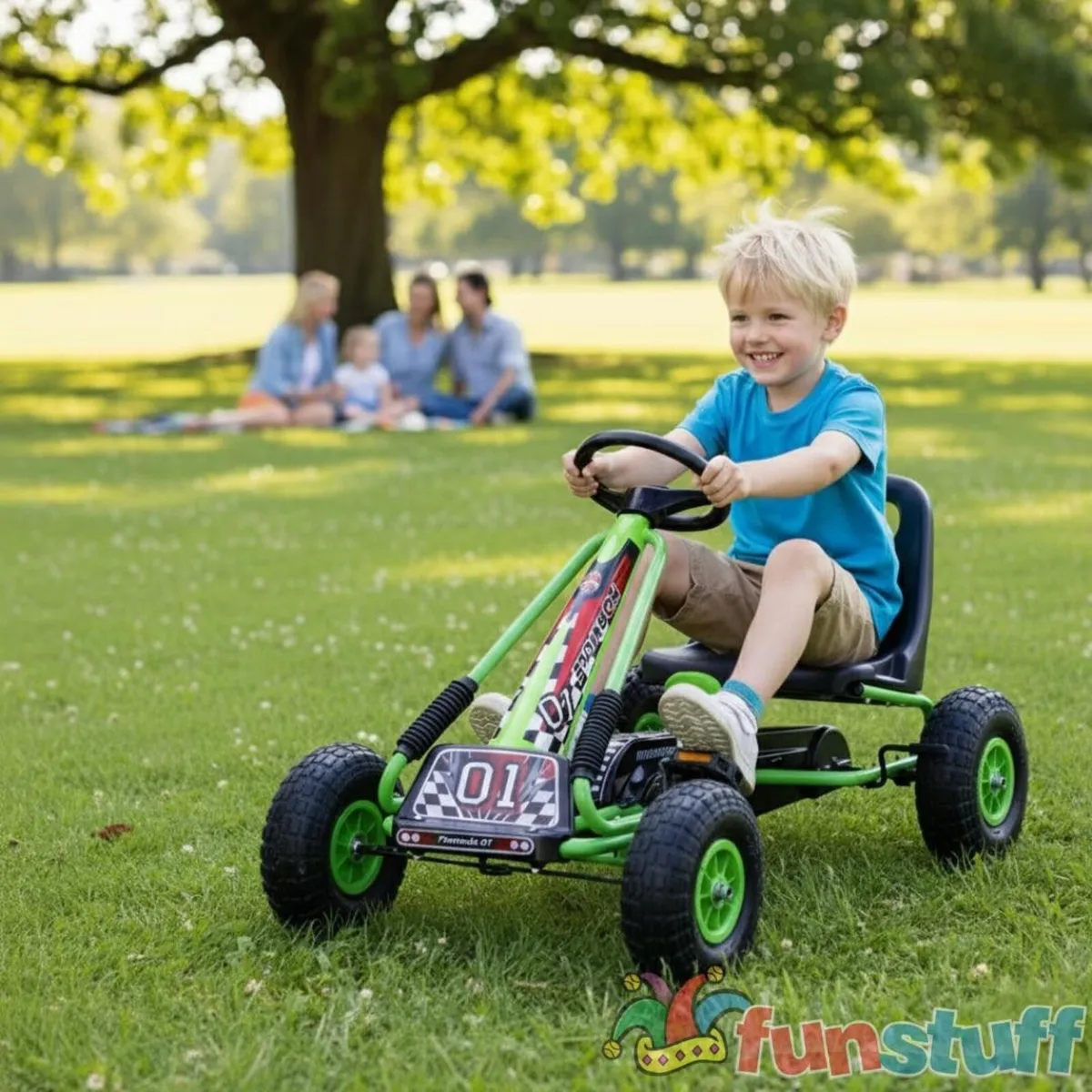 Zoom Rubber Wheel Go Kart Green - Image 1
