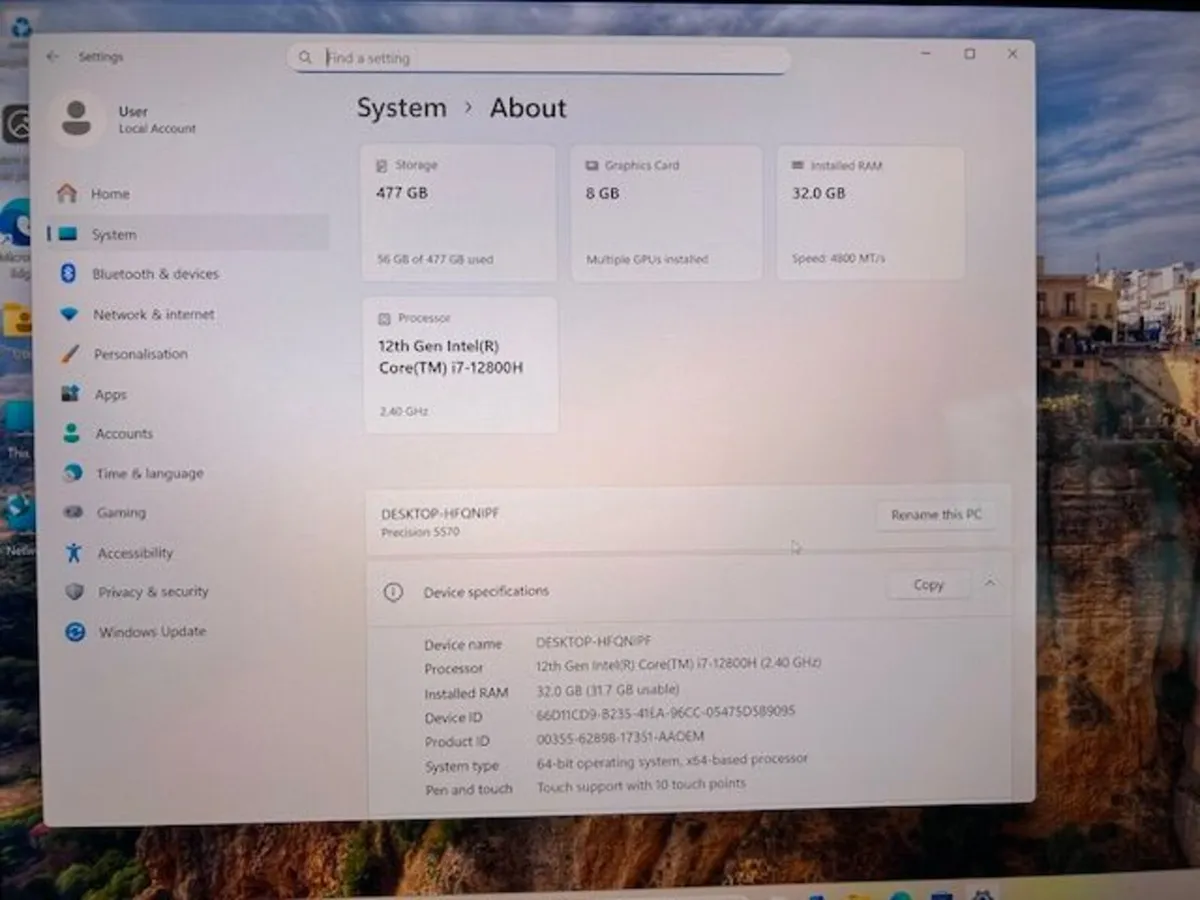 High Spec Dell Design 15.6" Touch 32/512/Graphics - Image 2