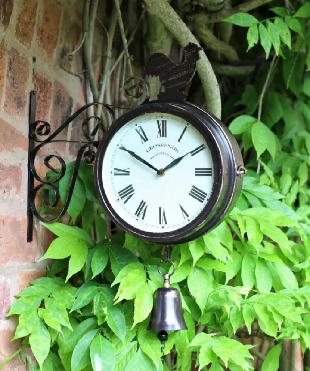 Outdoor Garden Station Wall Clock Double Sided NEW - Image 1