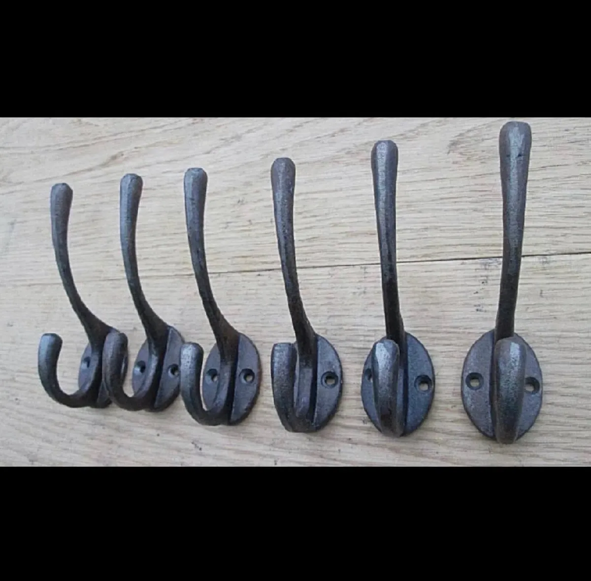 6 x Cast Iron Coat Hooks Vintage Style NEW - Image 1