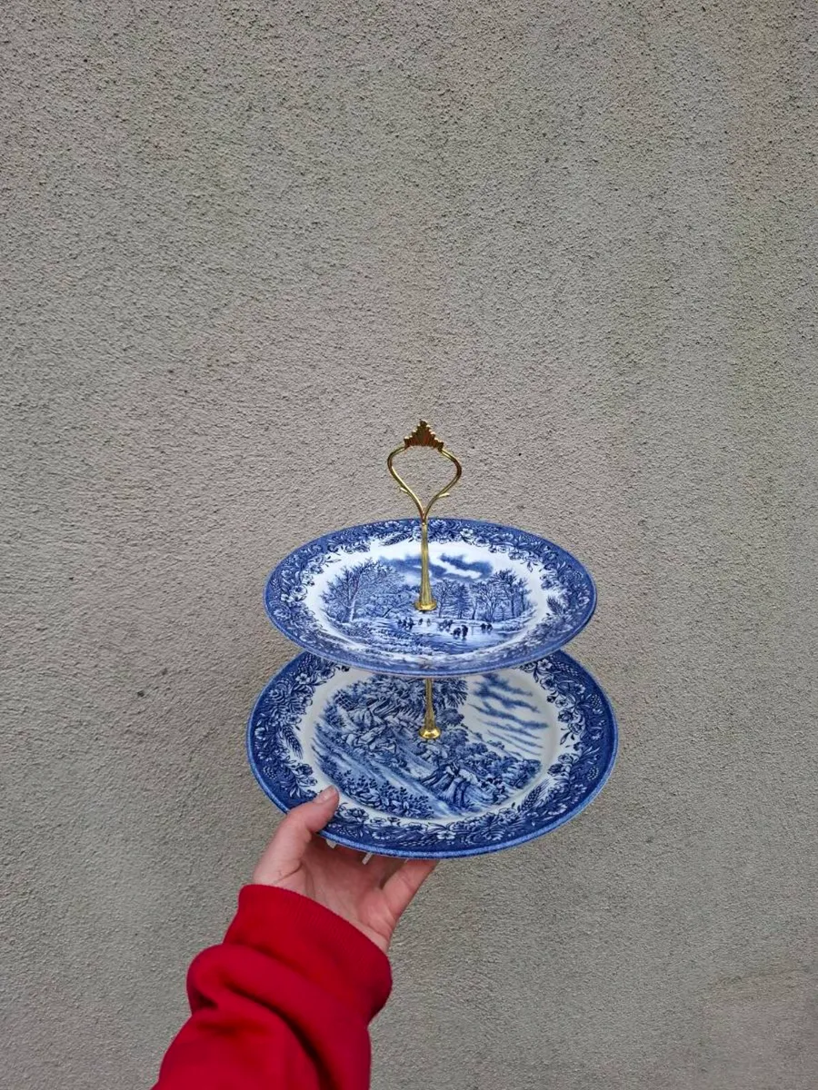 Blue homemade cake stand