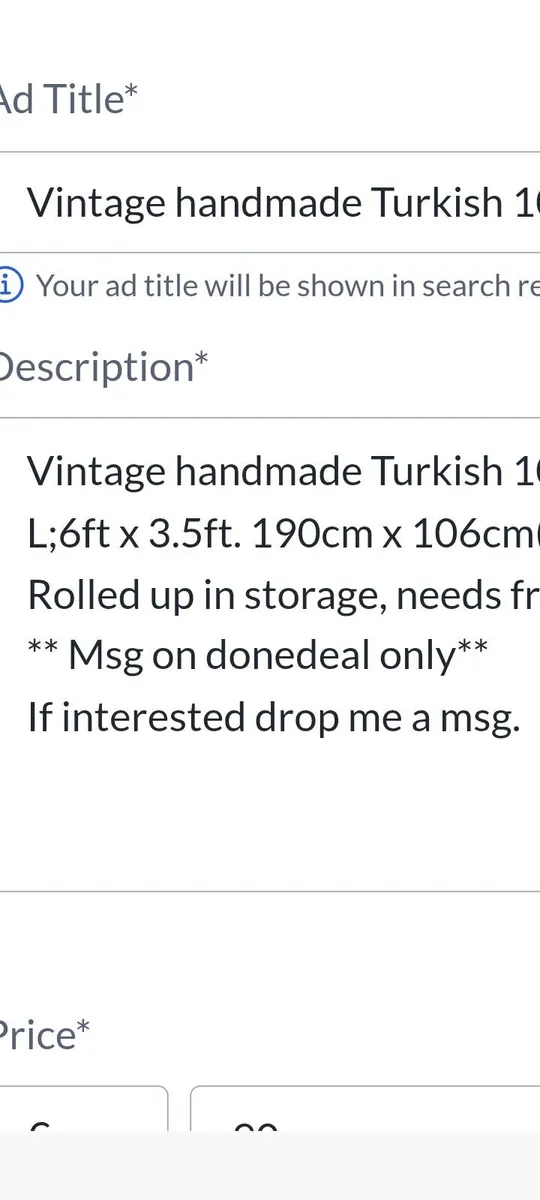 Vintage 100% wool turkey rug handmade - Image 3