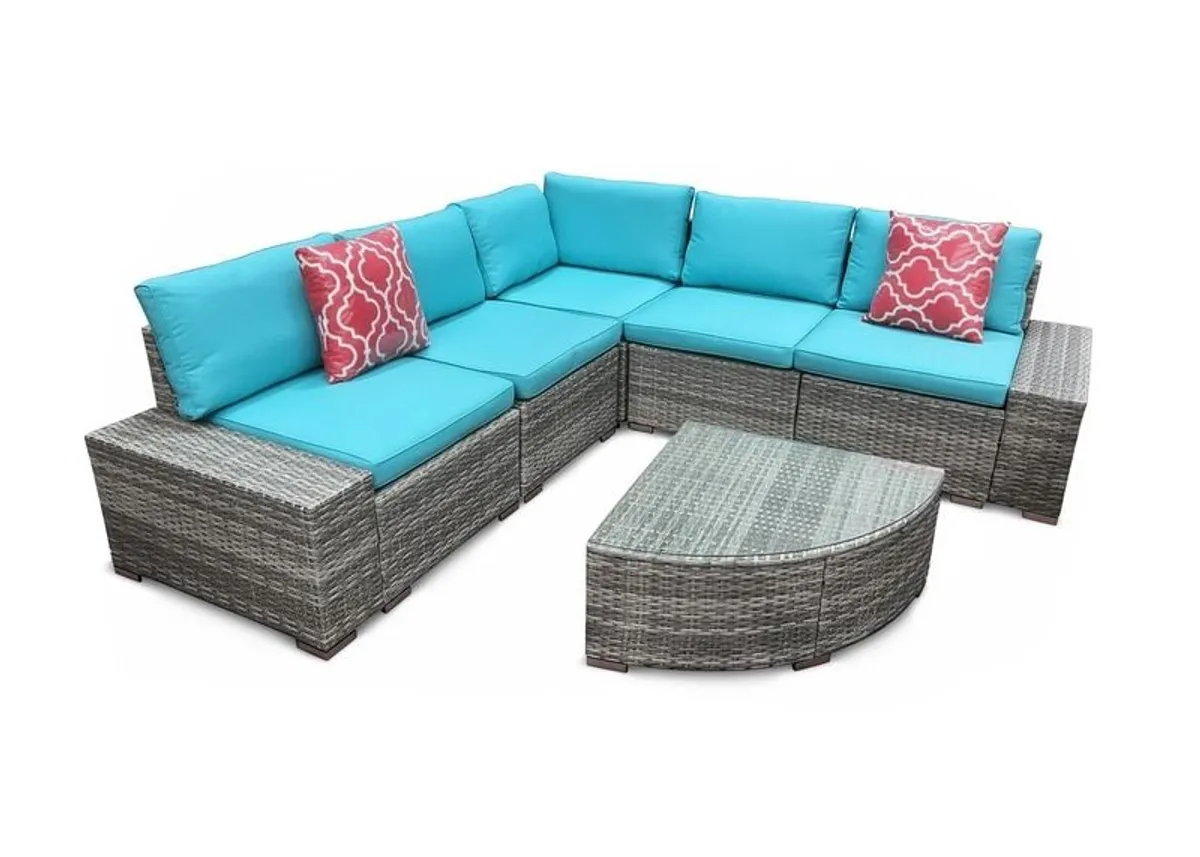 Victoria Corner Garden Sofa Set Large Outdoor Rattan Lounge with Table 220x220cm - Image 3