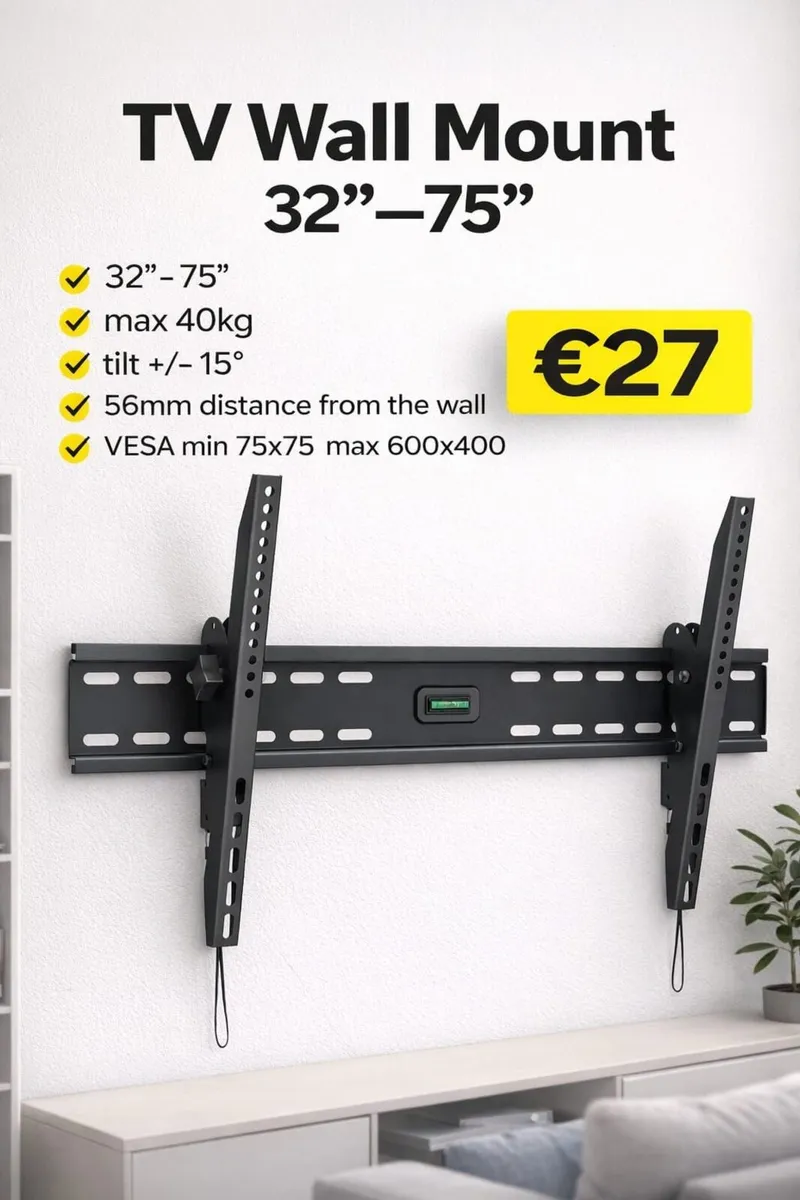 TV Wall Mount Bracket Tilt 32" - 75" TV - Image 1