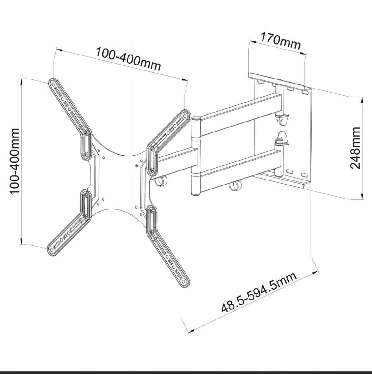 TV Wall Mount Bracket Tilt Swivel Long Arm 23-55" - Image 3