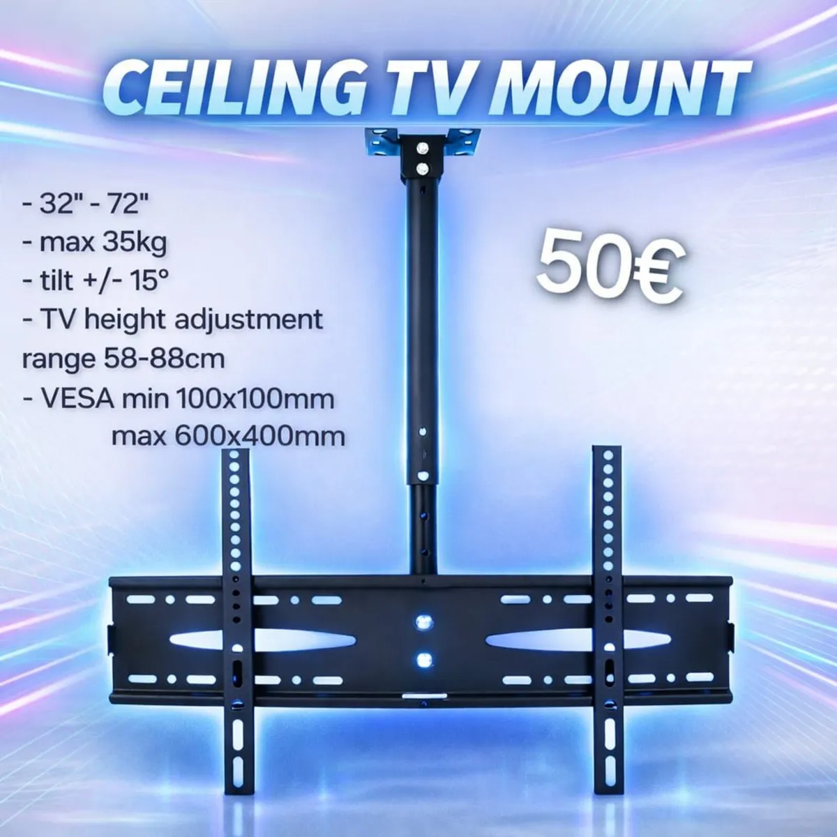 Tv Ceiling Mount Bracket Tilt 32"-72" - Image 1