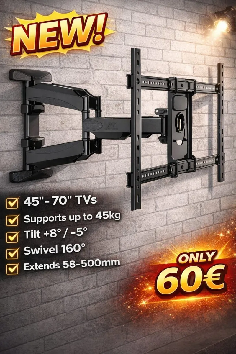 Tv Wall Mount Bracket Tilt Swivel Long Arm 45"-70" - Image 1