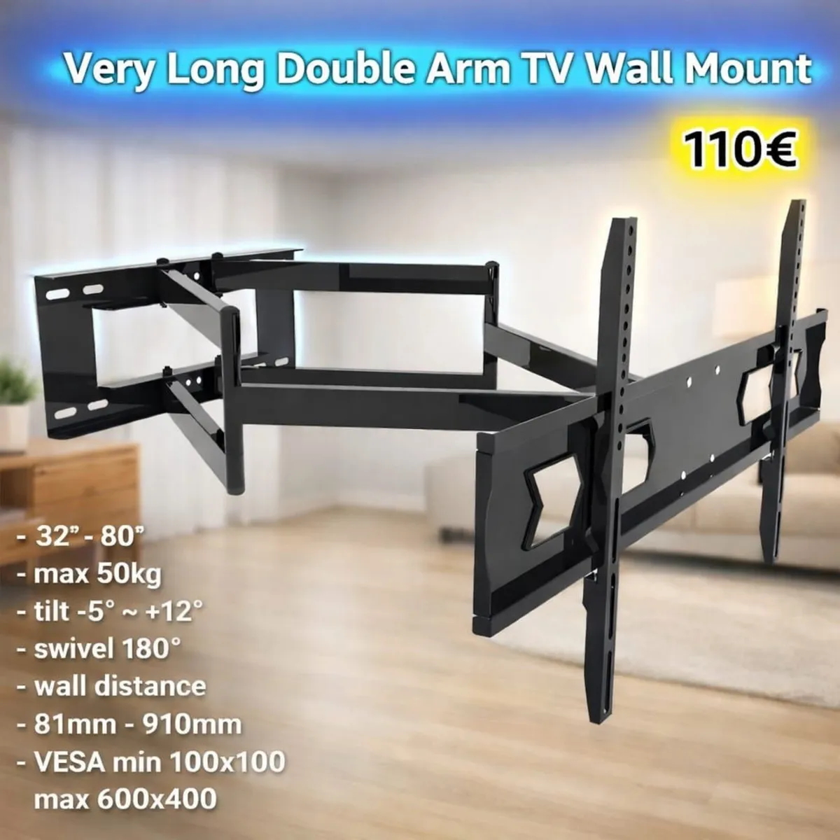 TV Wall Bracket Tilt Swivel Long Arm 32-80" - Image 1