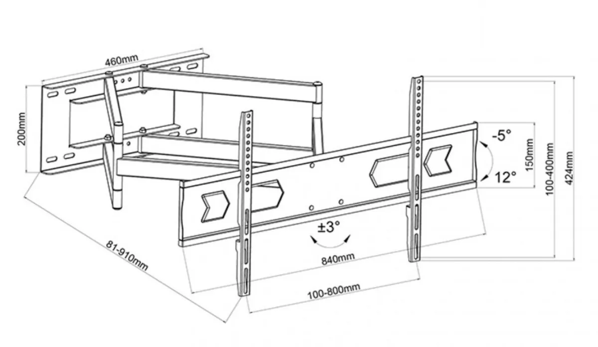 TV Wall Bracket Tilt Swivel Long Arm 32-80" - Image 2
