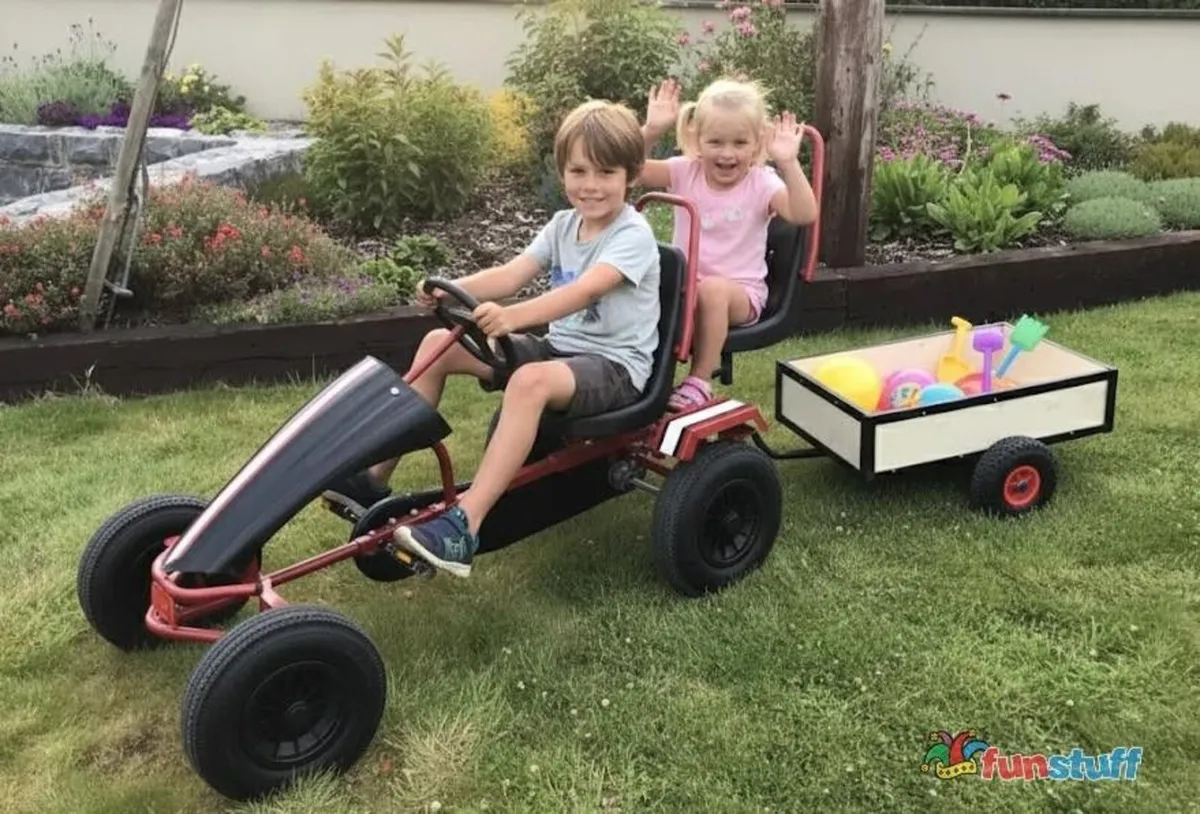 Hercules Double 2 Seats Pedal Kart Black Trailer - Image 1