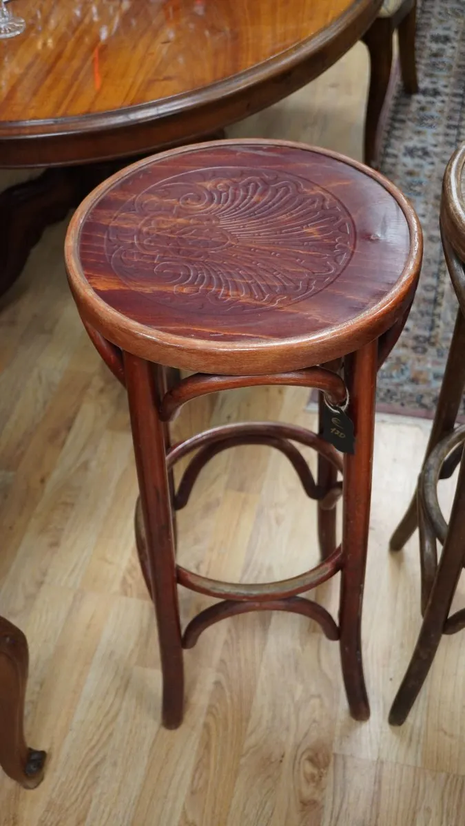 Three Vintage Bentwood High Bar Stools - Image 3