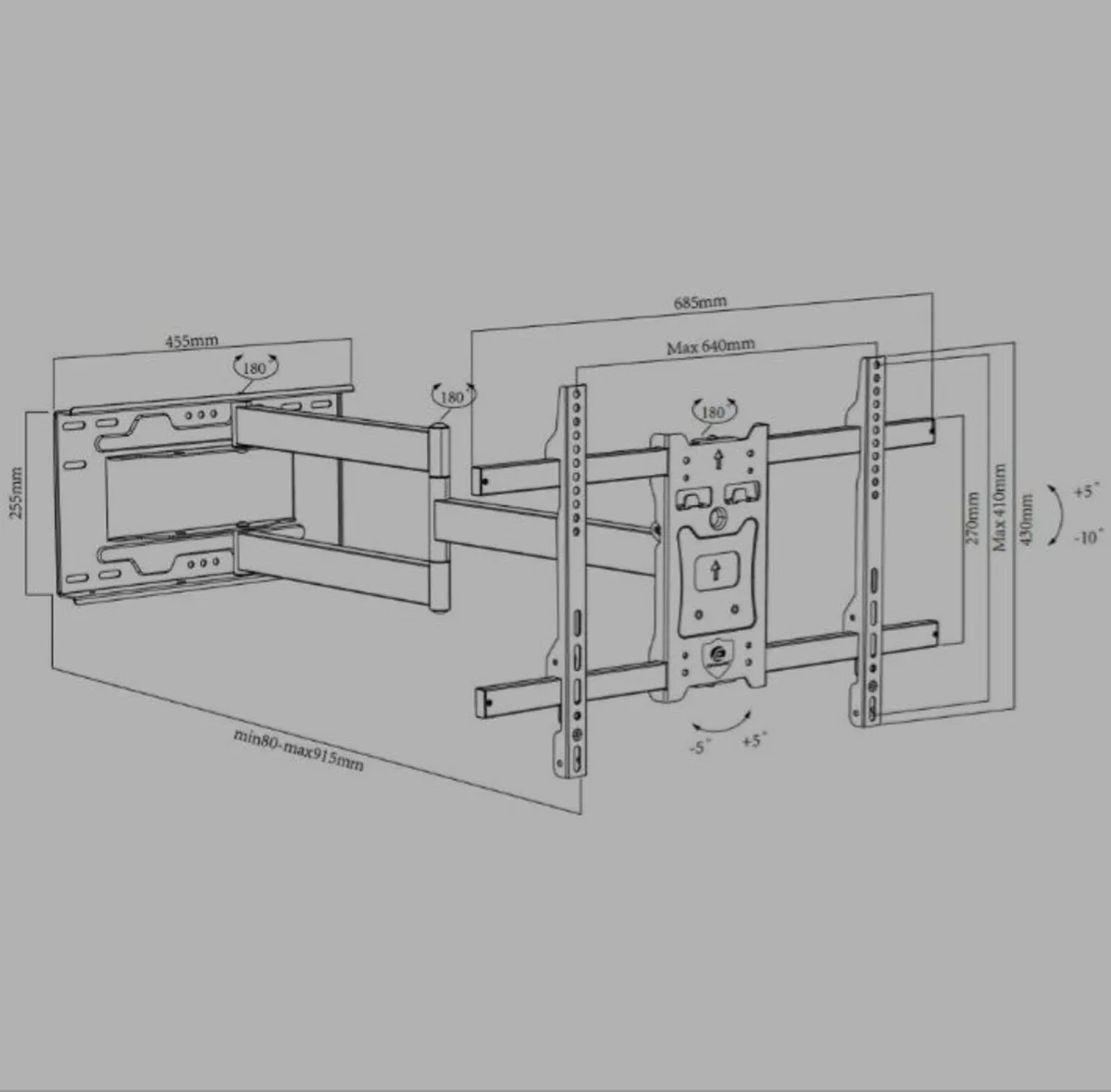 Tv Wall Mount Bracket Tilt Swivel Long Arm 32-70" - Image 2