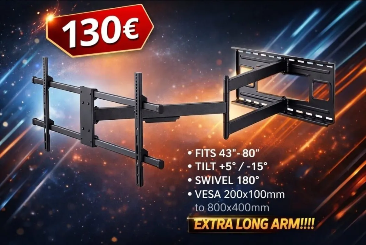 Tv Wall Mount Bracket Tilt Swivel Long Arm 43-80" - Image 1