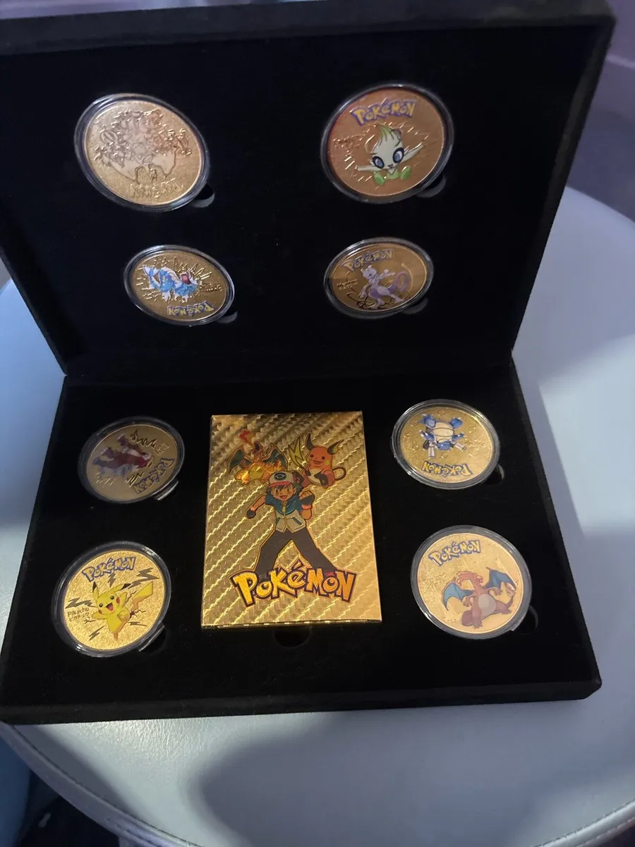 Pokemon Gold plates 8 piece coin set and goldcards - Image 3
