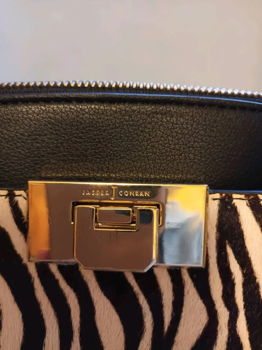 Jasper Conran zebra print hide on hair handbag - Image 3