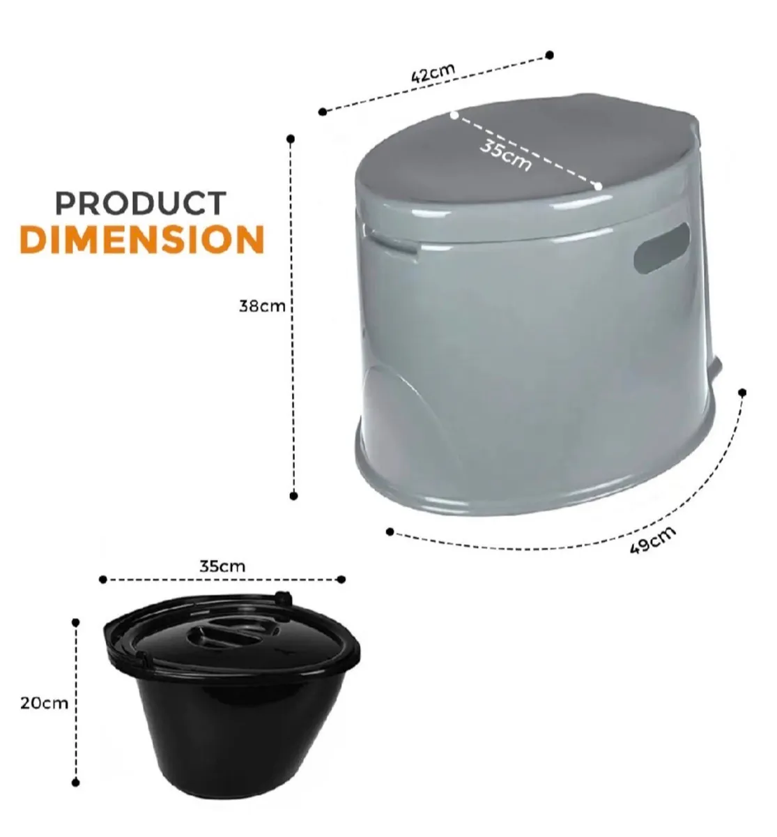 6 Litre Portable Camping Toilet Adult Size - Image 3