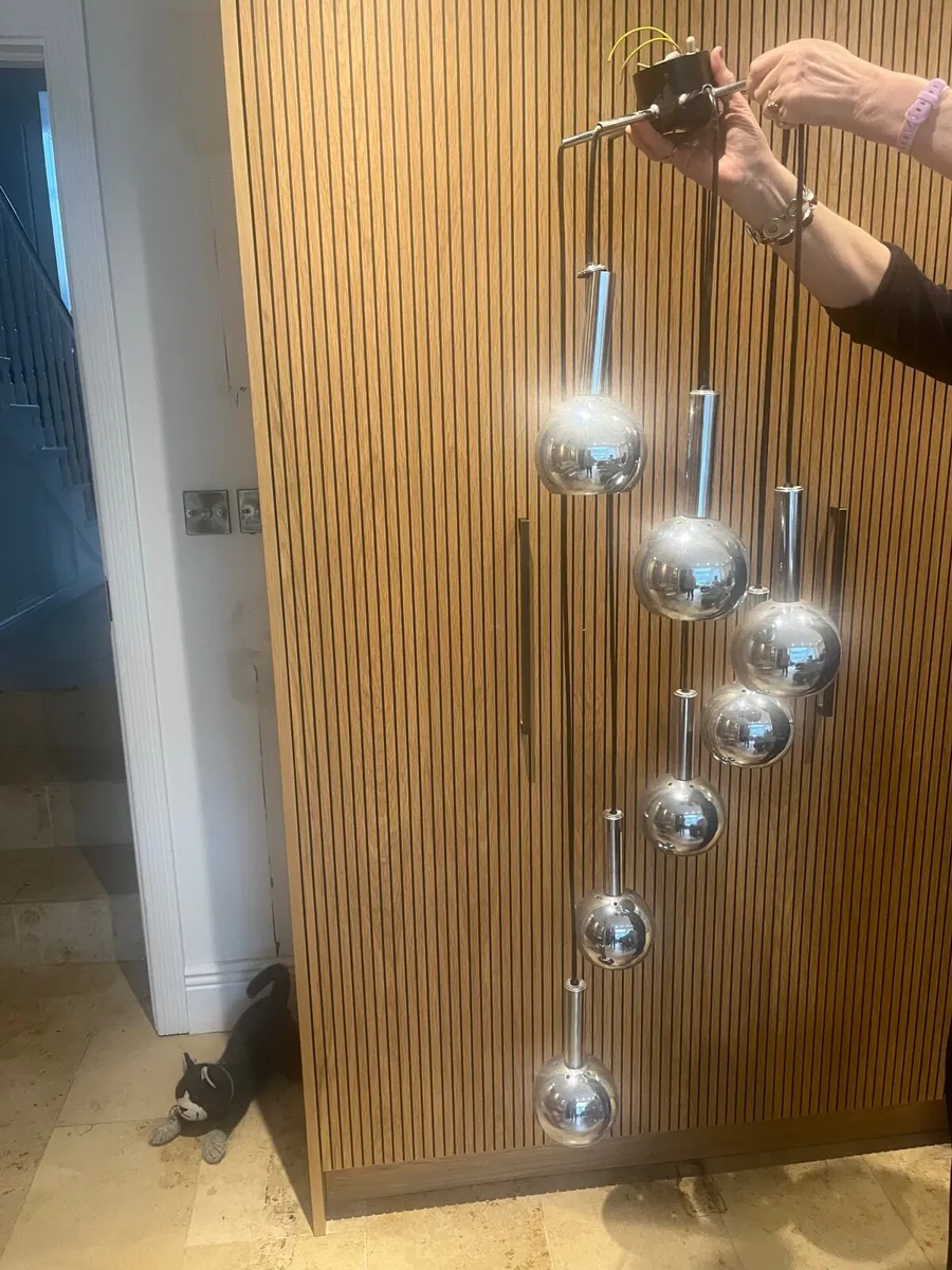 odern Chrome Multi-Drop Pendant Ceiling Light - Image 1