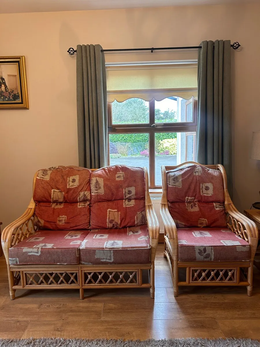 Wicker wood 2 + 1 +1 seater for sale - Image 1