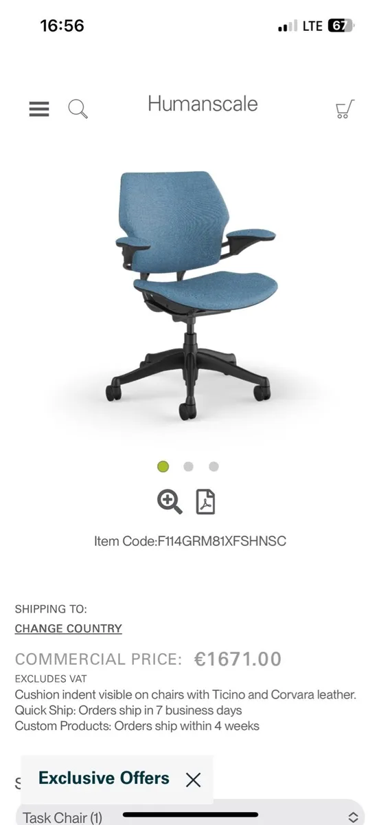 Humanscale Office Task Chair-cleaned, steamed🧽🫧 - Image 3