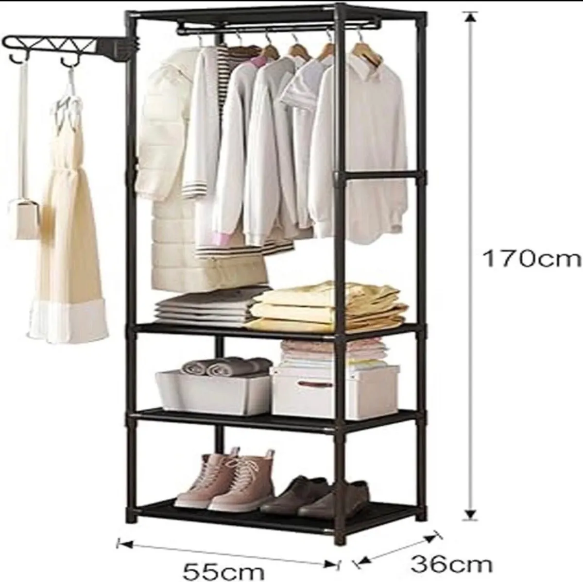 Slimline Clothes Rail Portable Rack Shelves NEW - Image 2