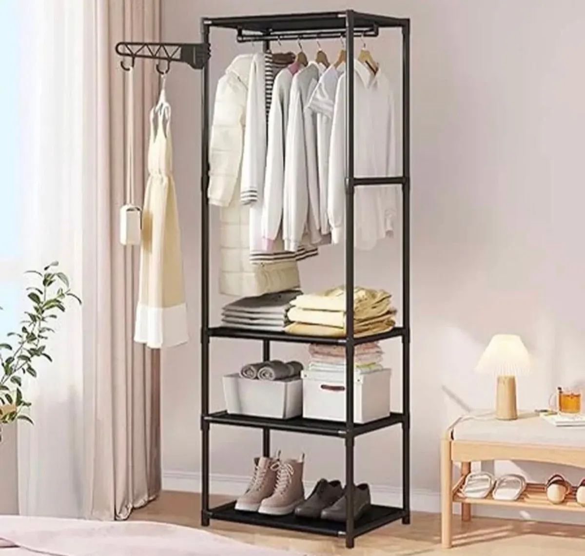Slimline Clothes Rail Portable Rack Shelves NEW - Image 1