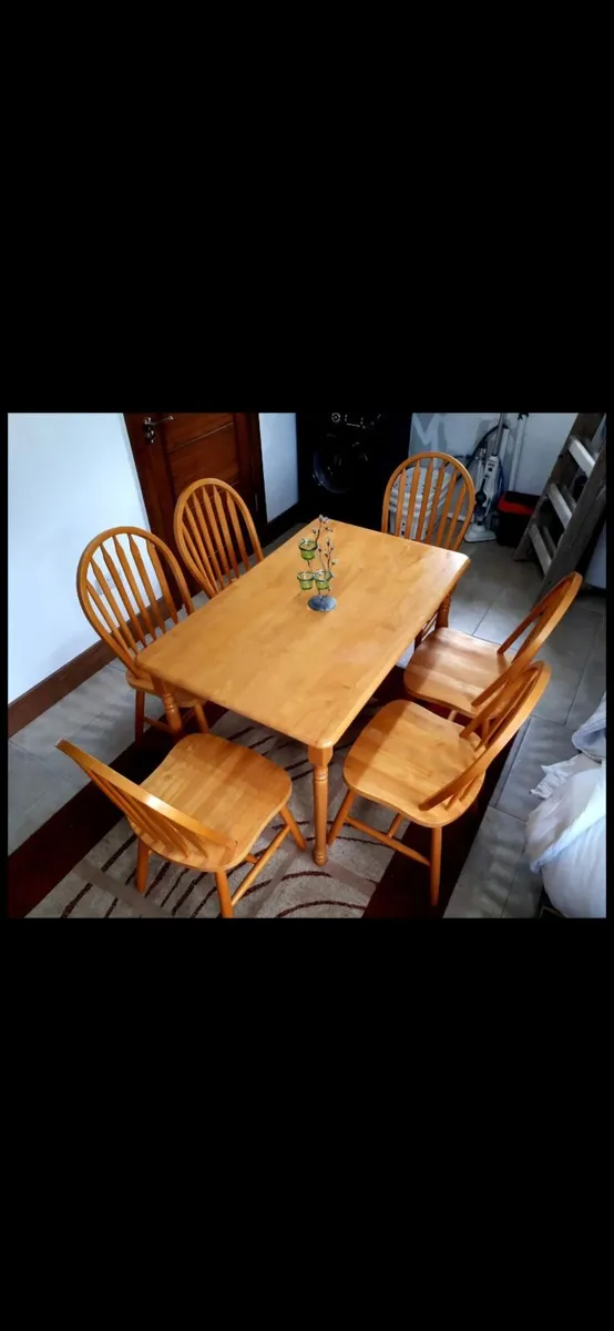 Dining table and 6 chairs solid pine - Image 2