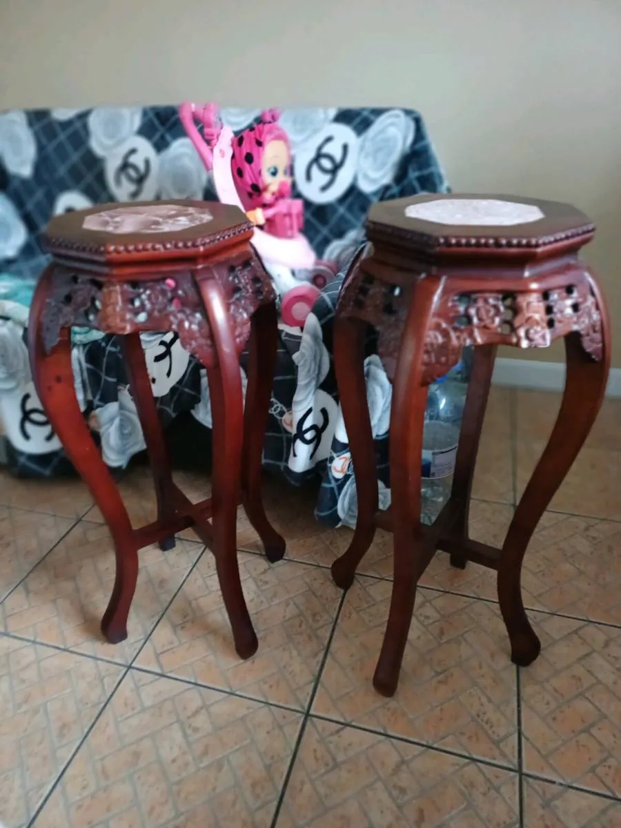 Vintage Rosewood Pedestal Stands - Image 1