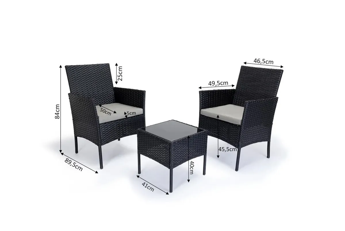 3-Piece Rattan Garden Set with Table & Armchairs - Image 3