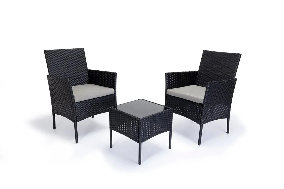 3-Piece Rattan Garden Set with Table & Armchairs - Image 2