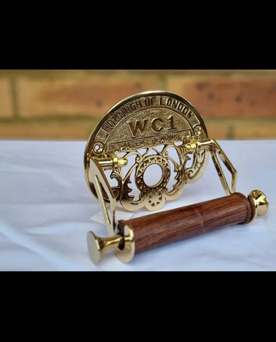 Antique Style Toilet Roll Holder Solid Brass NEW - Image 1