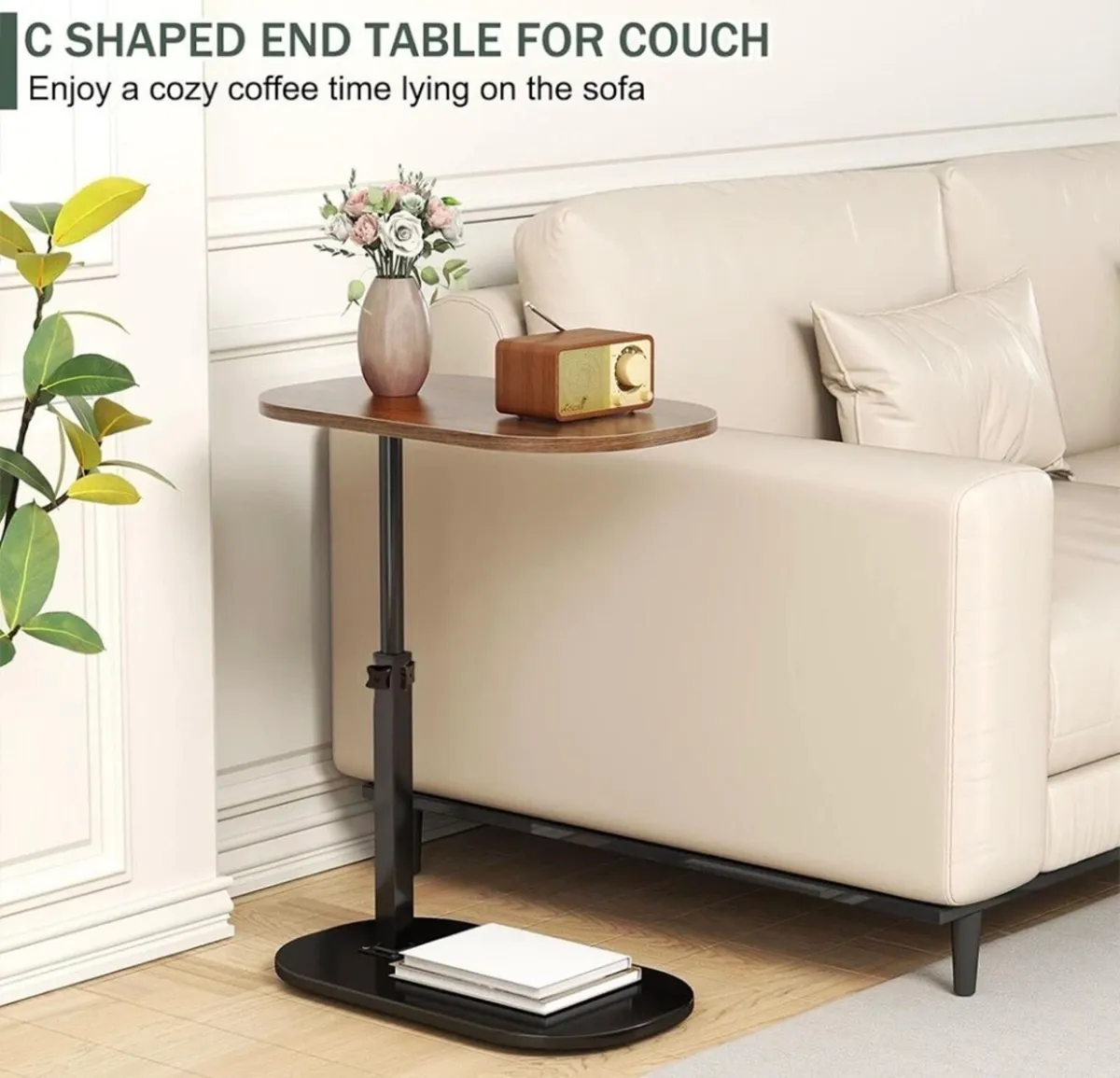 C Shaped Bedside Sofa Side End Coffee Table NEW - Image 2