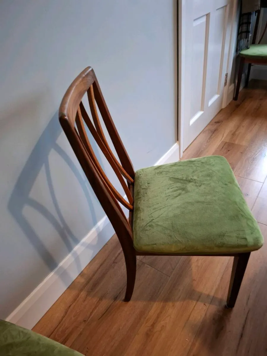 Mid century (4) teak dining chairs - Image 1