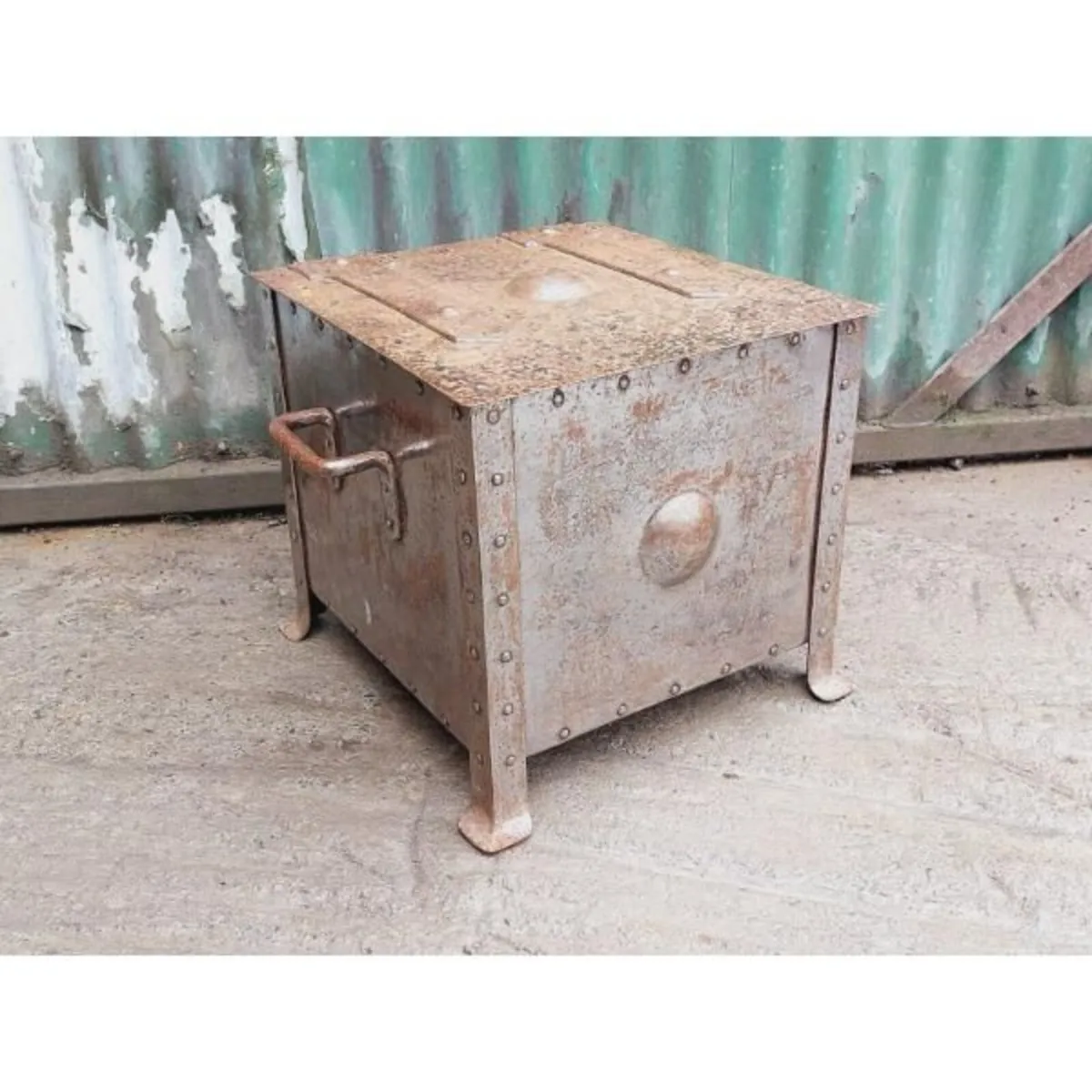 Antique Riveted Metal Coal Box – KAS439 - Image 2