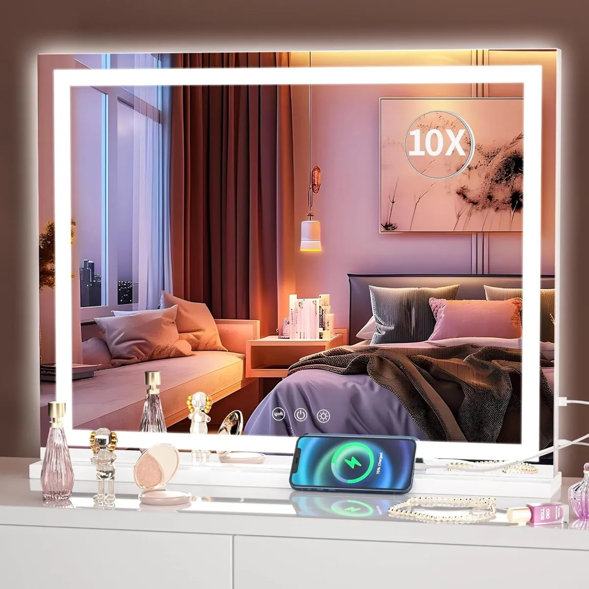 Vanity Mirror with Lights 58 x 48cm LED Makeup - Image 1