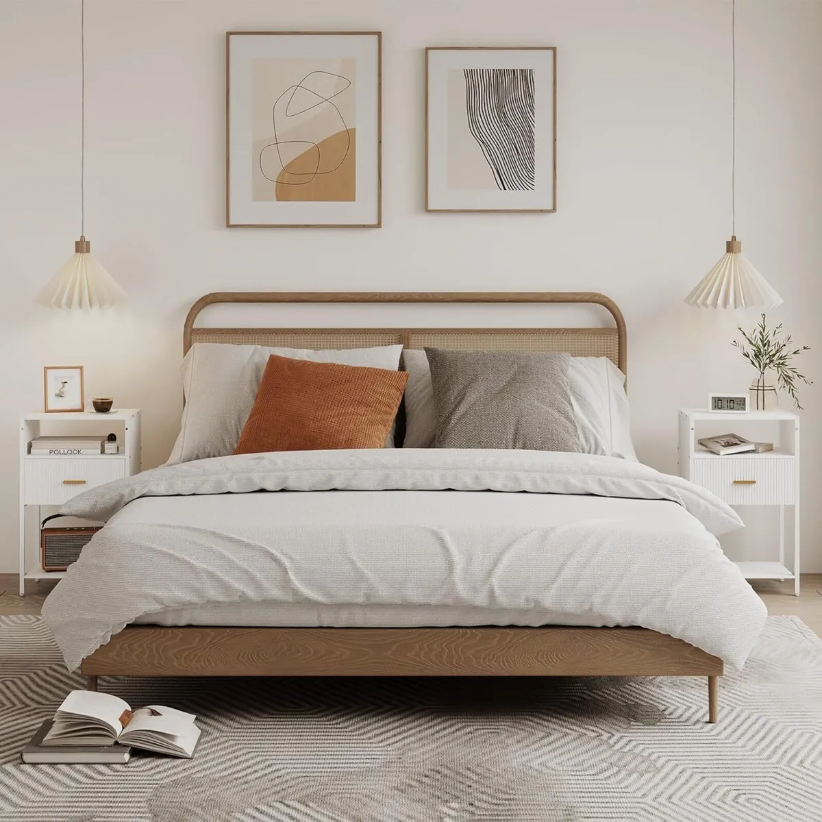 Bedside Table Nightstand with Storage Drawer and - Image 3