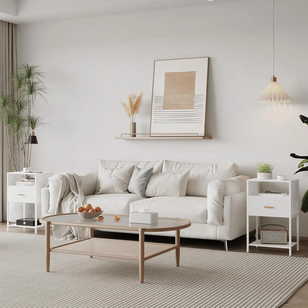 Bedside Table Nightstand with Storage Drawer and - Image 4