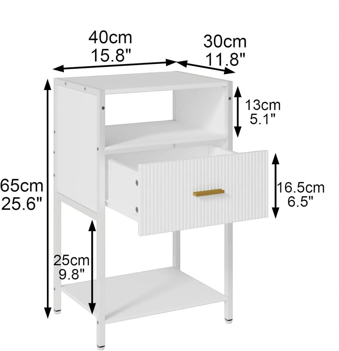 Bedside Table Nightstand with Storage Drawer and - Image 2