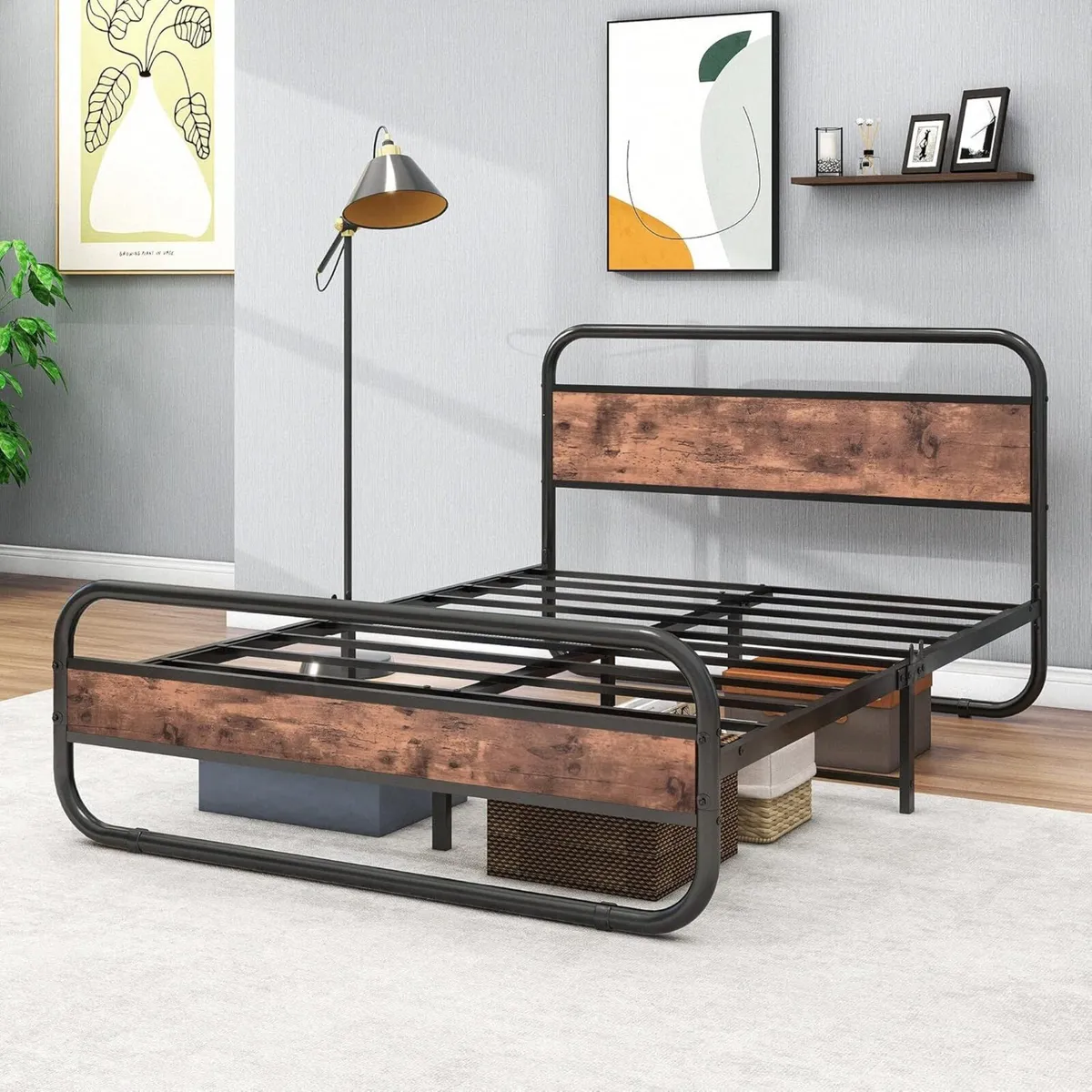 King Size Bed Frame with Headboard Oval-Shaped - Image 4