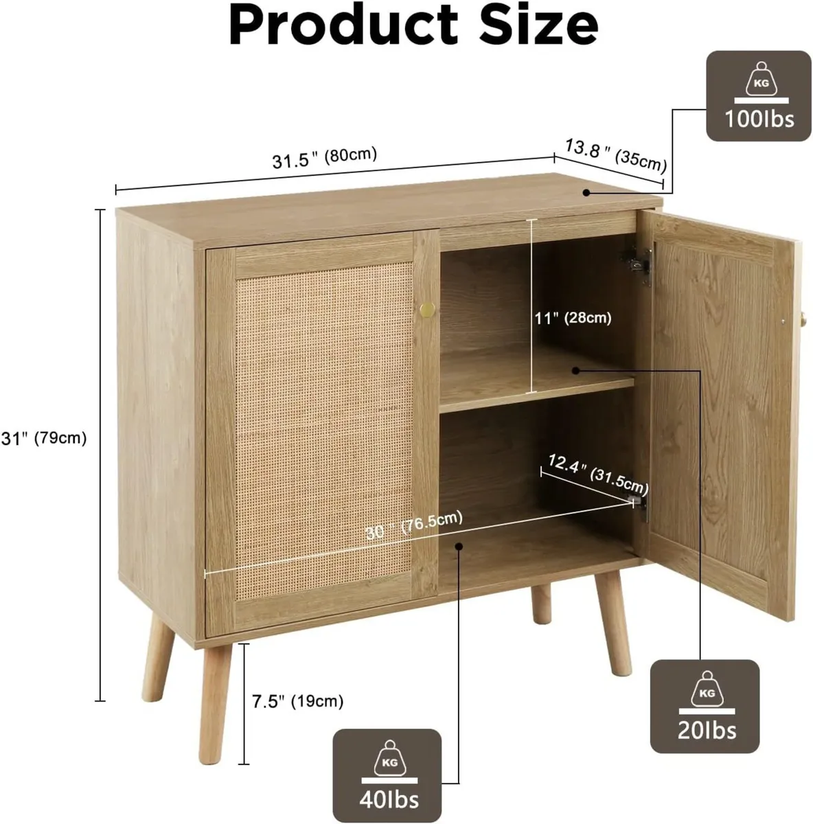 Rattan Sideboard Storage Cabinet Small Cabinets - Image 2