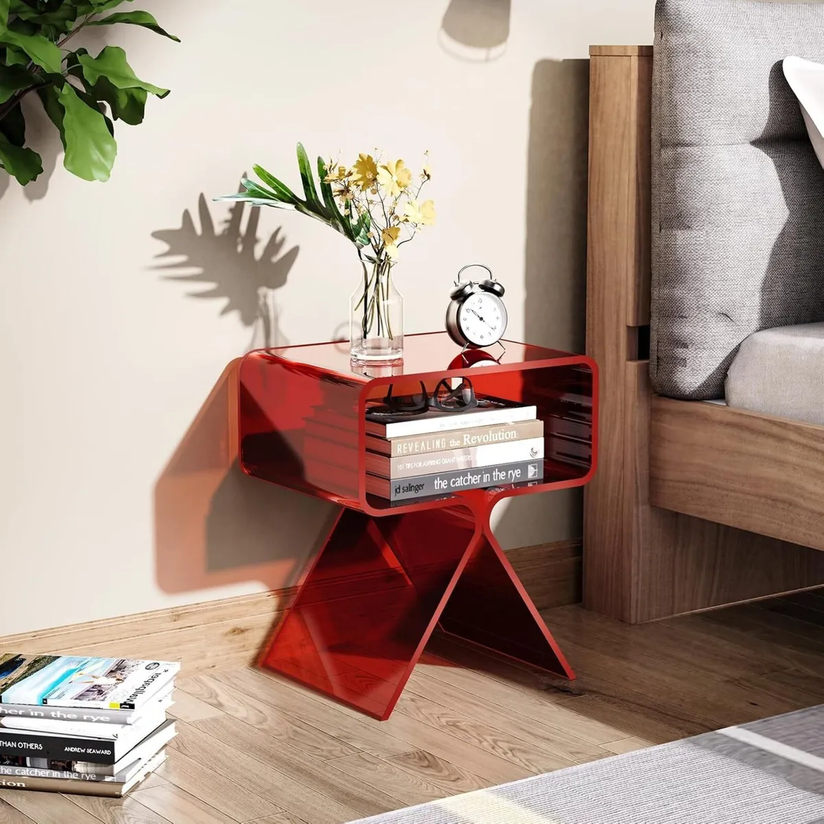 Acrylic Side Table Small Nightstand Bedside for - Image 2