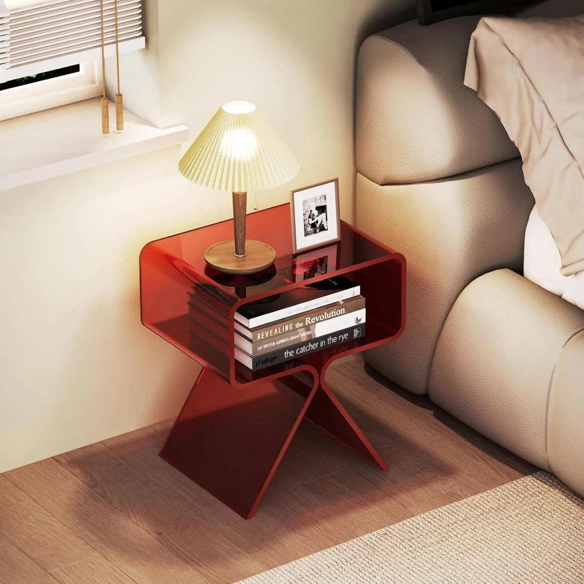 Acrylic Side Table Small Nightstand Bedside for - Image 4