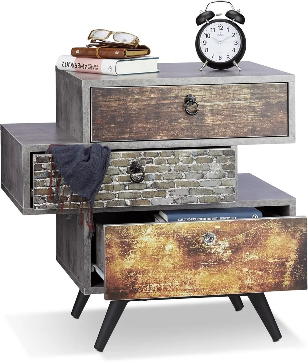 Vintage Dresser with 3 Drawers Concrete-Look - Image 1